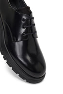 Erkek Siyah Bağcıklı Kalın Tabanlı Deri Casual Ayakkabı