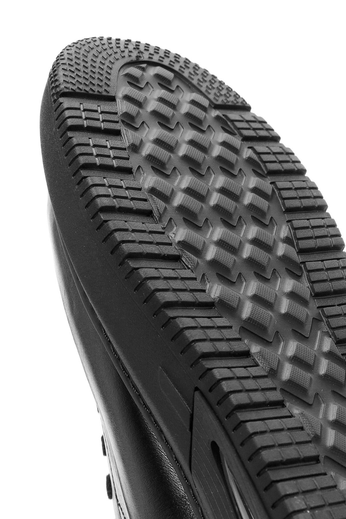 Erkek Siyah Bağcıklı Kalın Tabanlı Deri Sneaker