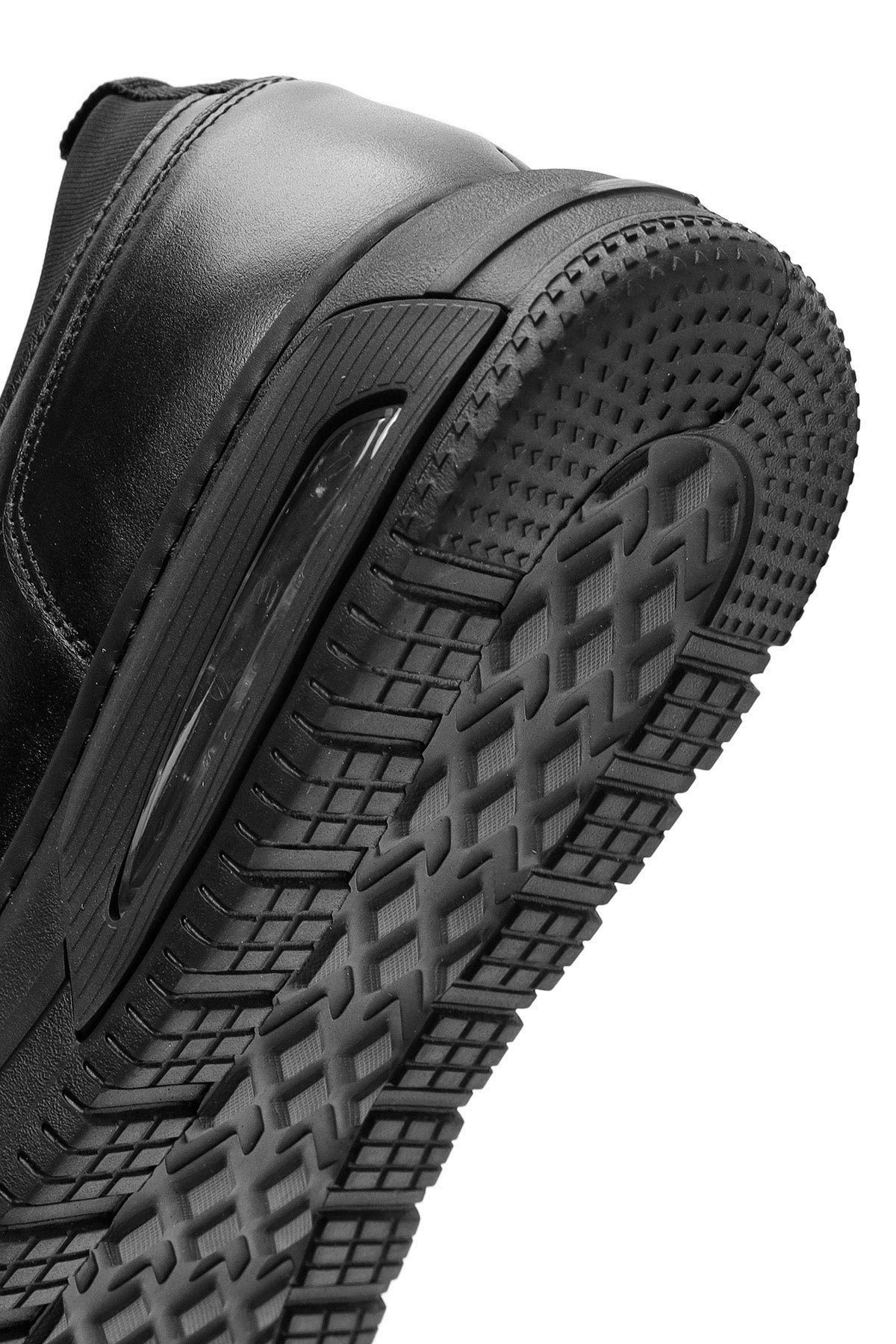 Erkek Siyah Bağcıklı Kalın Tabanlı Deri Sneaker