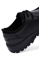 Erkek Siyah Bağcıklı Kalın Tabanlı Deri Casual Ayakkabı