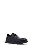 Erkek Siyah Bağcıklı Kalın Tabanlı Deri Casual Ayakkabı