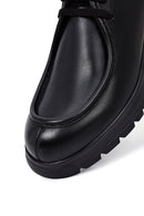 Erkek Siyah Bağcıklı Kalın Tabanlı Deri Casual Ayakkabı