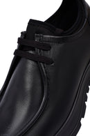 Erkek Siyah Bağcıklı Kalın Tabanlı Deri Casual Ayakkabı