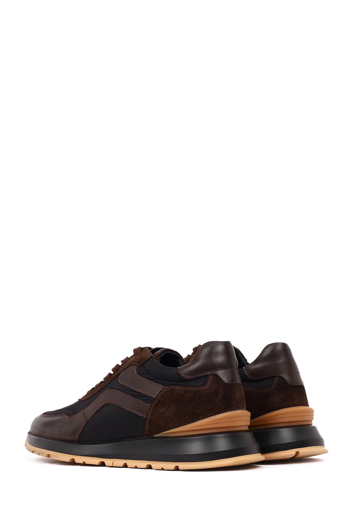 Erkek Siyah Bağcıklı Deri Sneaker