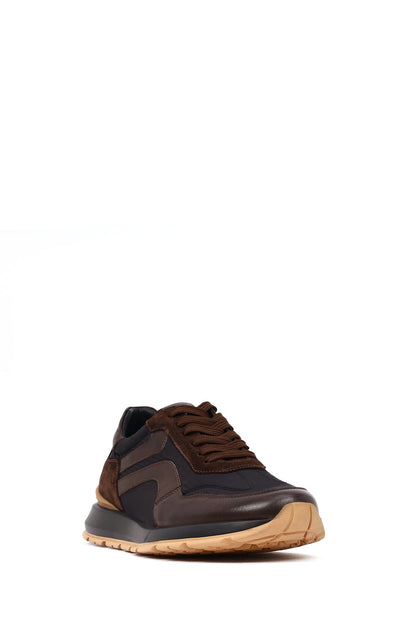 Erkek Siyah Bağcıklı Deri Sneaker
