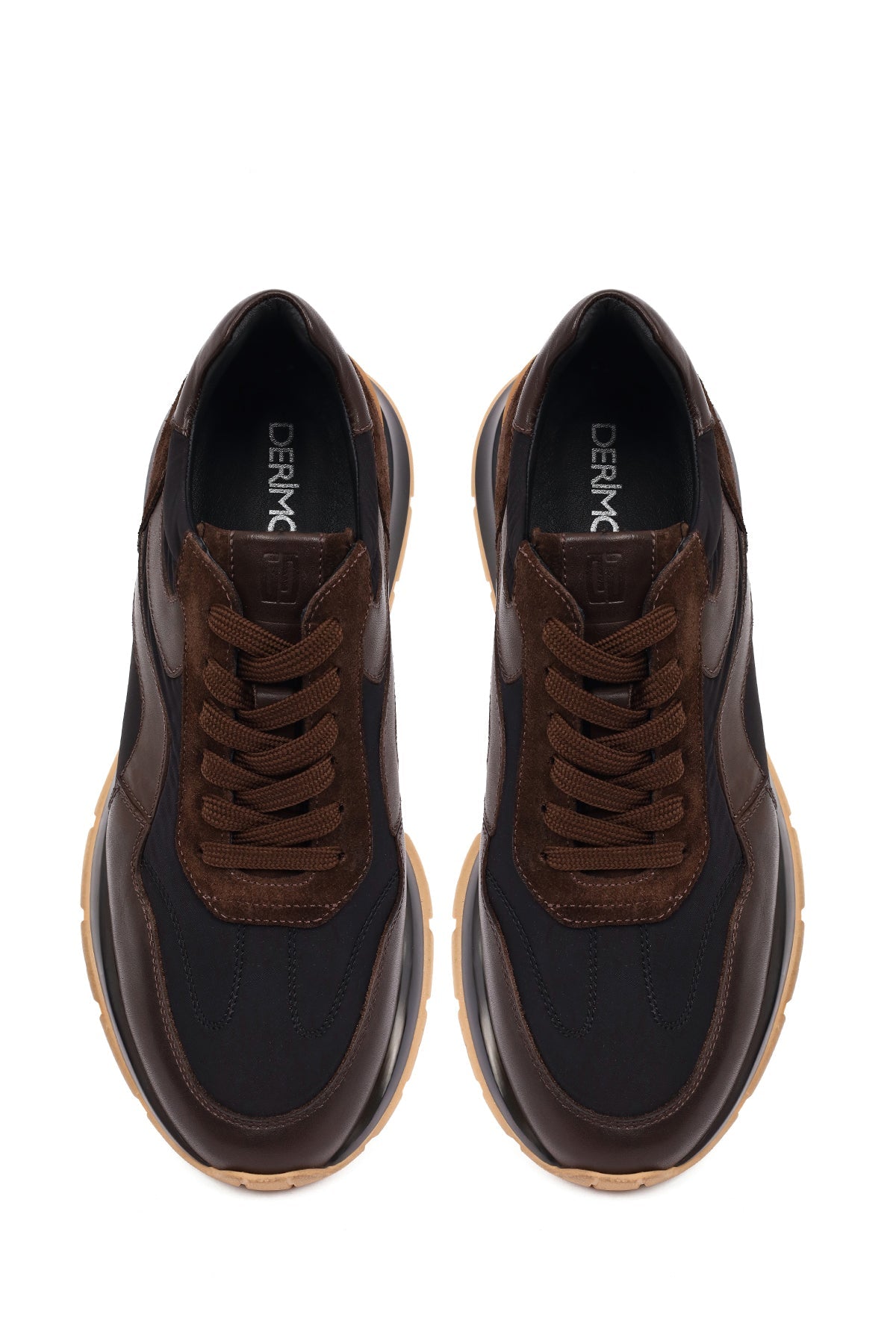 Erkek Siyah Bağcıklı Deri Sneaker