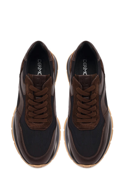 Erkek Siyah Bağcıklı Deri Sneaker