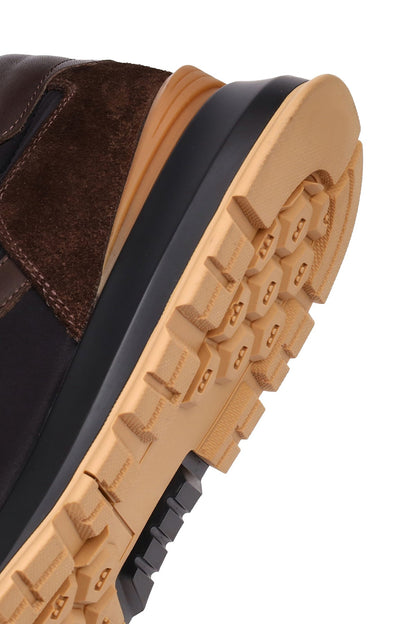 Erkek Siyah Bağcıklı Deri Sneaker