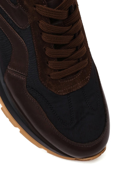 Erkek Siyah Bağcıklı Deri Sneaker