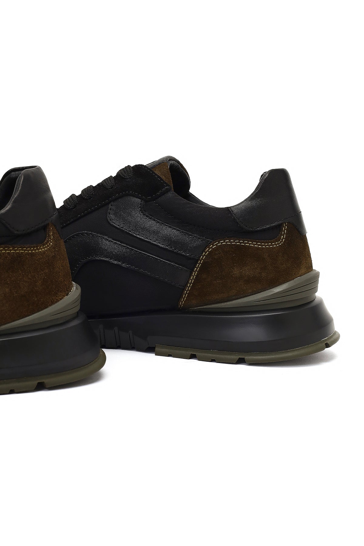 Erkek Yeşil Bağcıklı Deri Sneaker