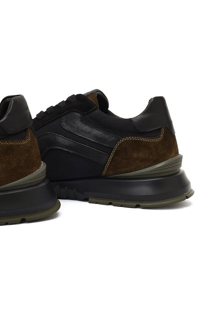 Erkek Yeşil Bağcıklı Deri Sneaker