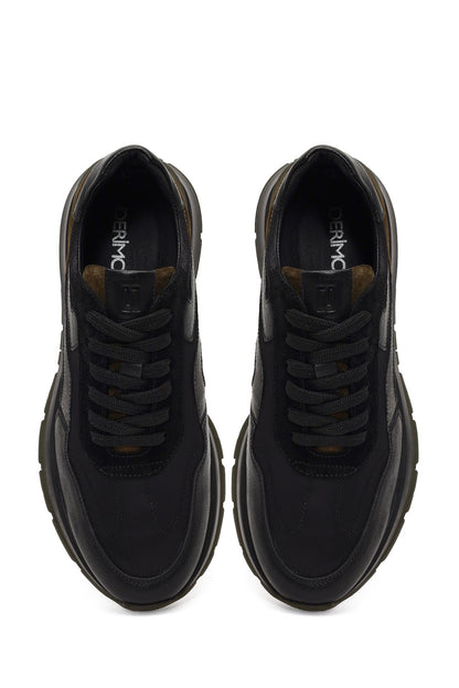 Erkek Yeşil Bağcıklı Deri Sneaker