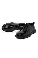 Erkek Siyah Bağcıklı Kalın Tabanlı Deri Casual Ayakkabı