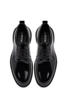 Erkek Siyah Bağcıklı Kalın Tabanlı Deri Casual Ayakkabı