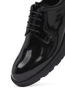 Erkek Siyah Bağcıklı Kalın Tabanlı Deri Casual Ayakkabı