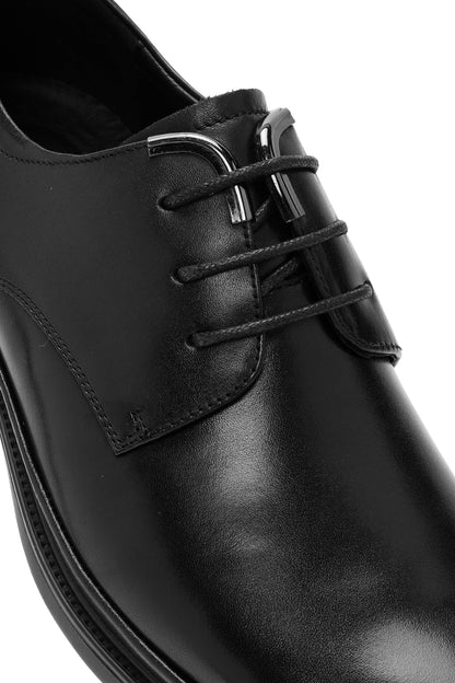 Erkek Siyah Bağcıklı Deri Klasik Ayakkabı