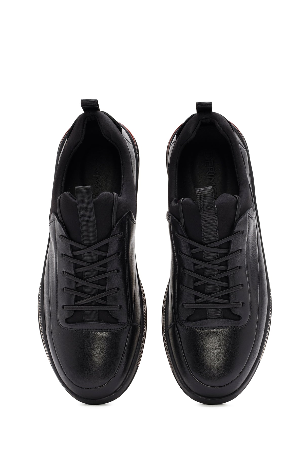 Erkek Siyah Bağcıklı Deri Sneaker