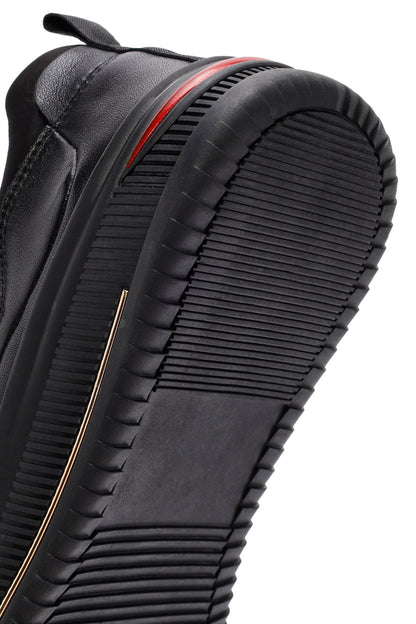 Erkek Siyah Bağcıklı Deri Sneaker