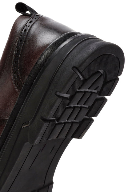 Erkek Kahverengi Bağcıklı Deri Casual Ayakkabı