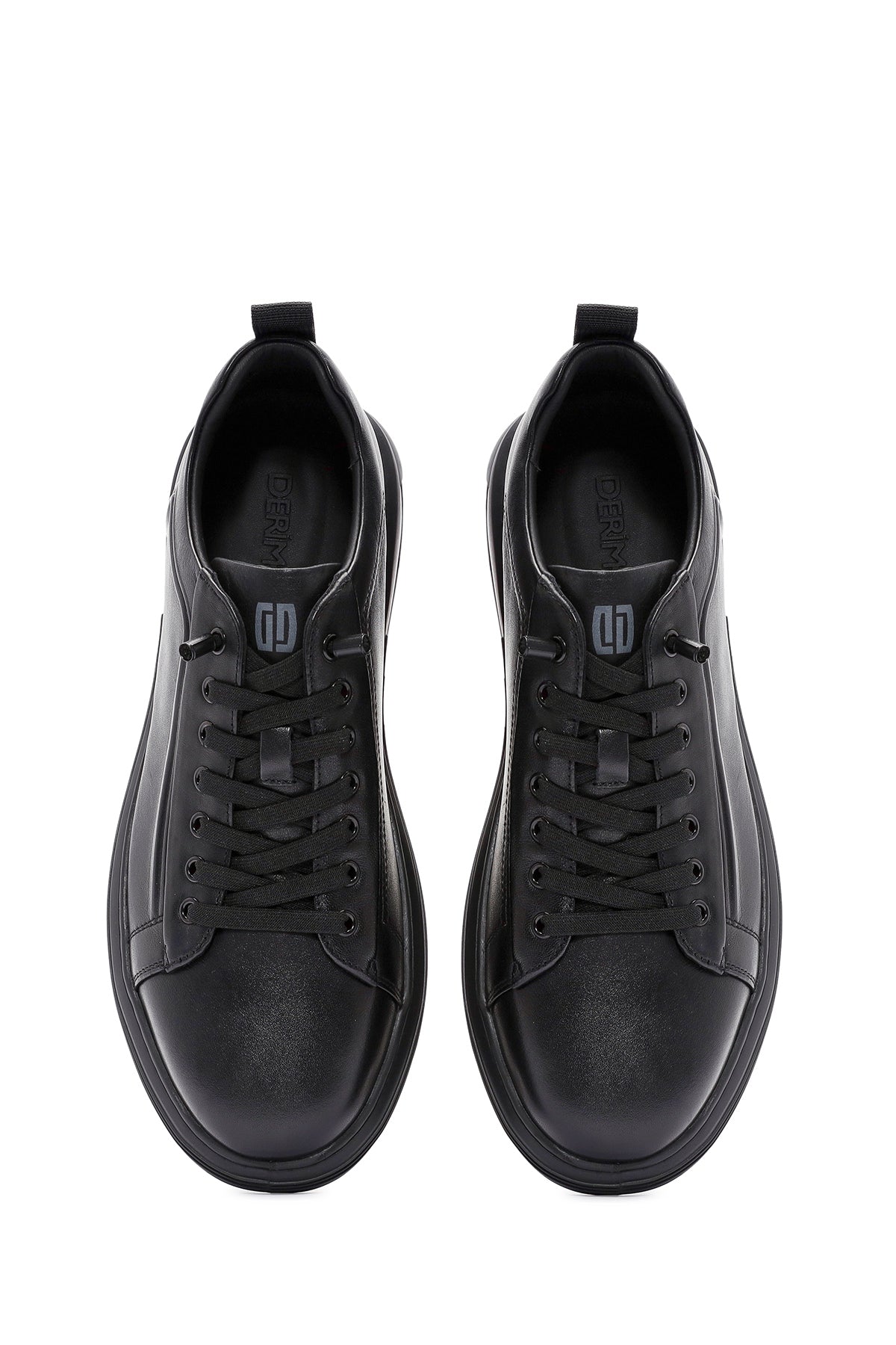 Erkek Siyah Bağcıklı Deri Sneaker