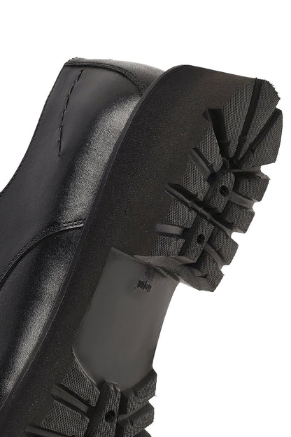 Erkek Siyah Bağcıklı Kalın Tabanlı Deri Casual Ayakkabı