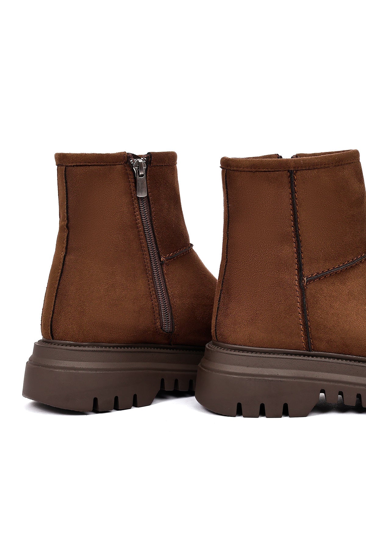 Kadın Kahverengi Fermuarlı Süet Bot
