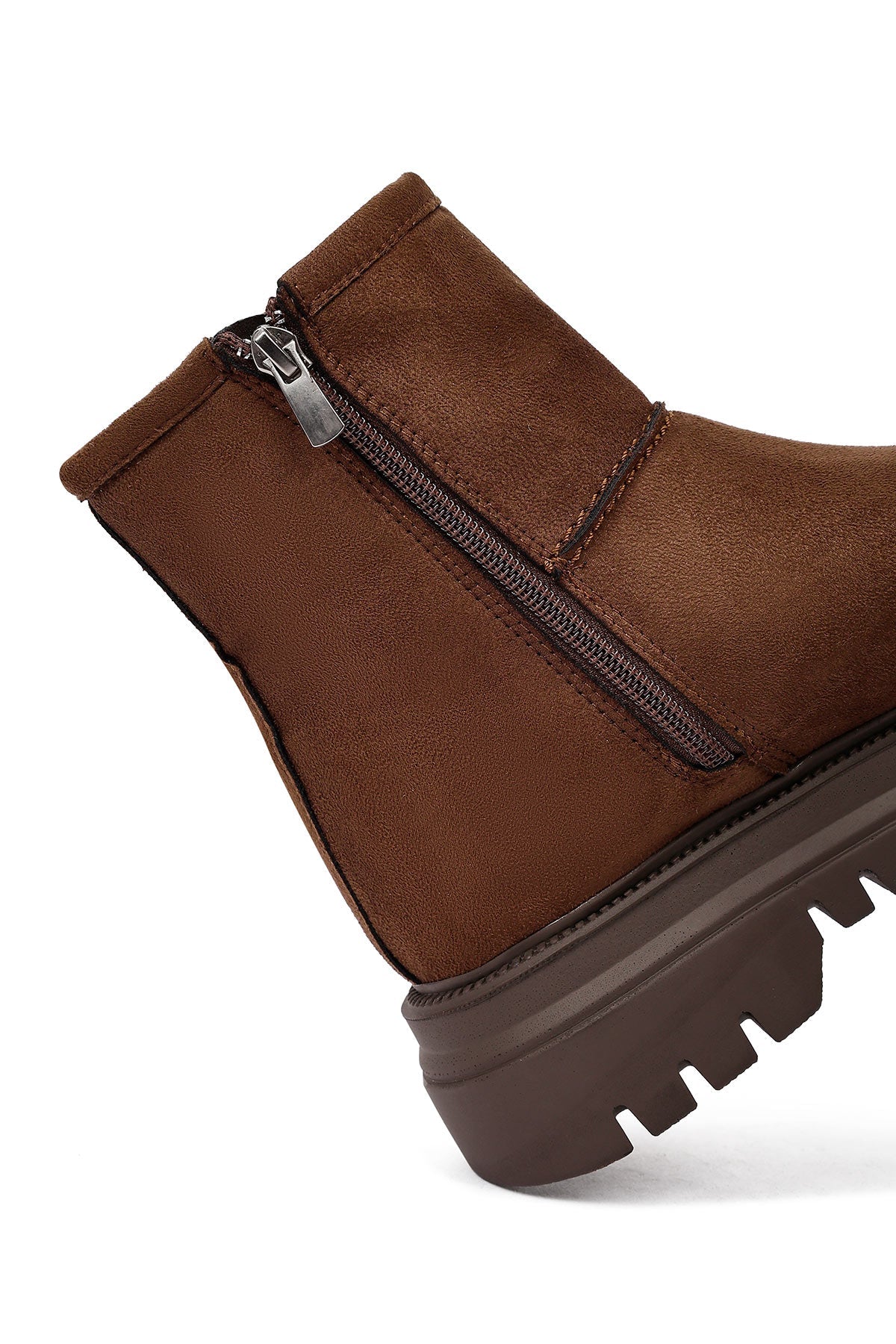 Kadın Kahverengi Fermuarlı Süet Bot