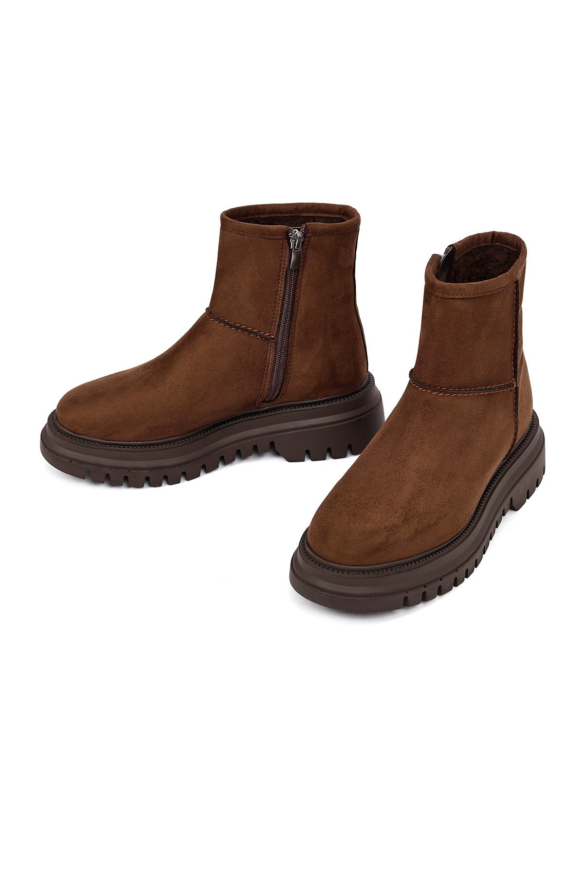 Kadın Kahverengi Fermuarlı Süet Bot