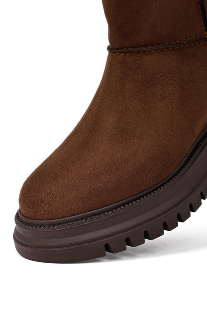 Kadın Kahverengi Fermuarlı Süet Bot