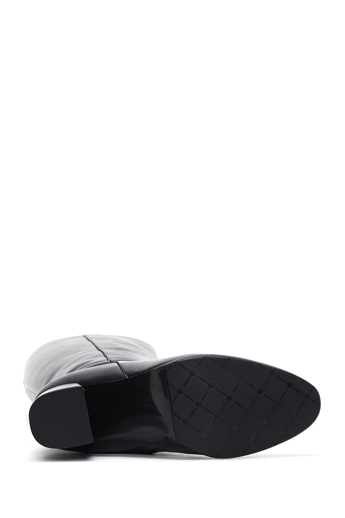 Kadın Siyah Fermuarlı Kalın Topuklu Çizme