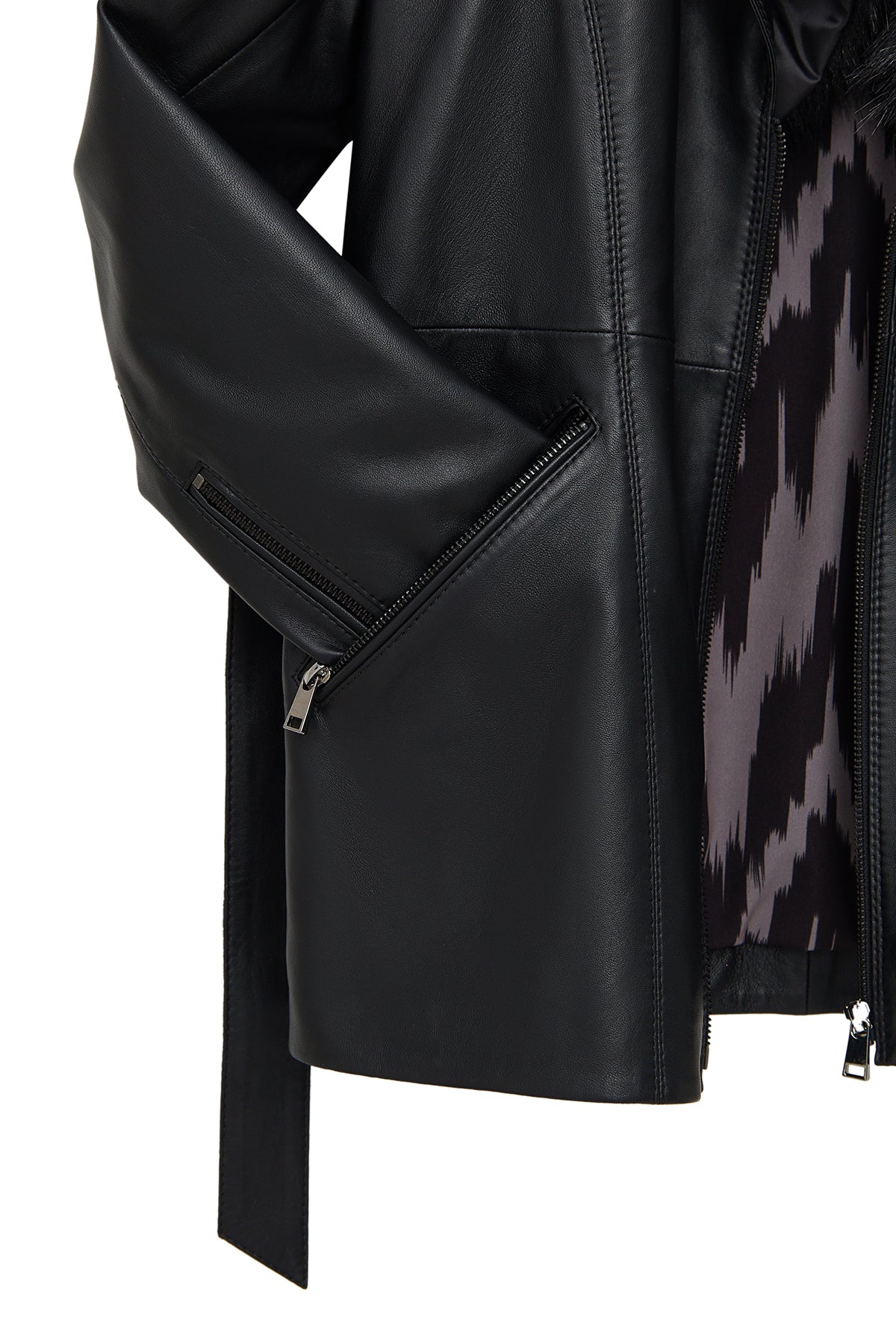 Scarlet Kadın Siyah Kürk Yaka Deri Mont