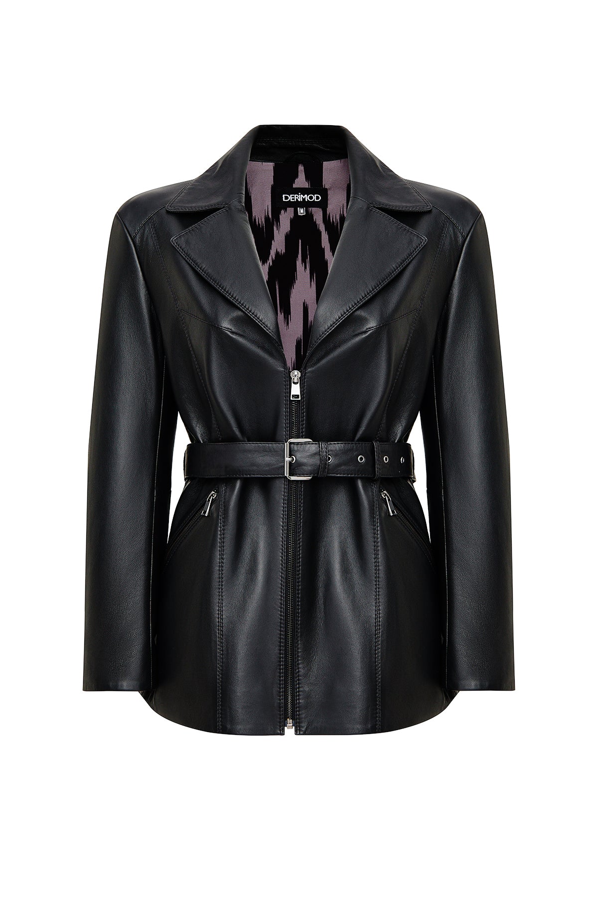 Scarlet Kadın Siyah Kürk Yaka Deri Mont