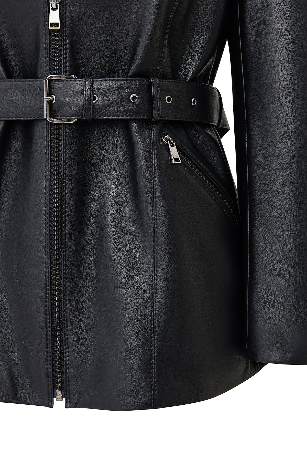 Scarlet Kadın Siyah Kürk Yaka Deri Mont