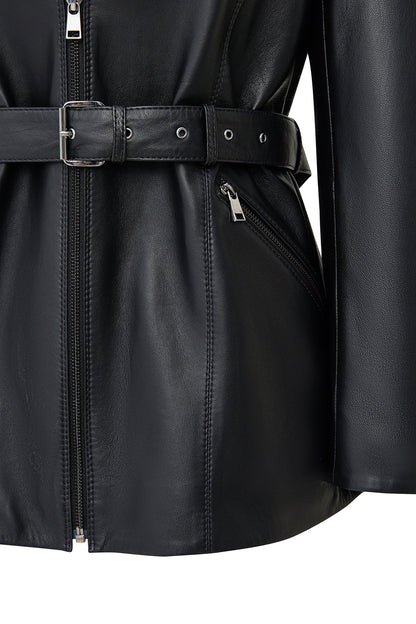 Scarlet Kadın Siyah Kürk Yaka Deri Mont