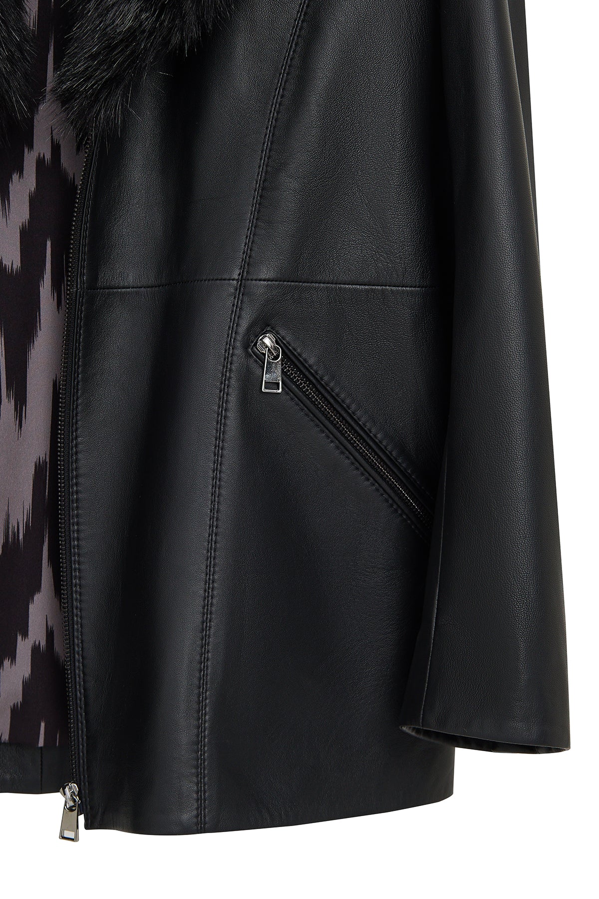 Scarlet Kadın Siyah Kürk Yaka Deri Mont