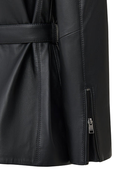 Scarlet Kadın Siyah Kürk Yaka Deri Mont