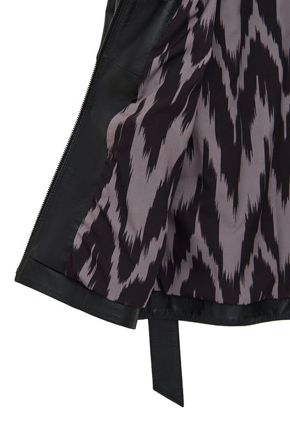 Scarlet Kadın Siyah Kürk Yaka Deri Mont