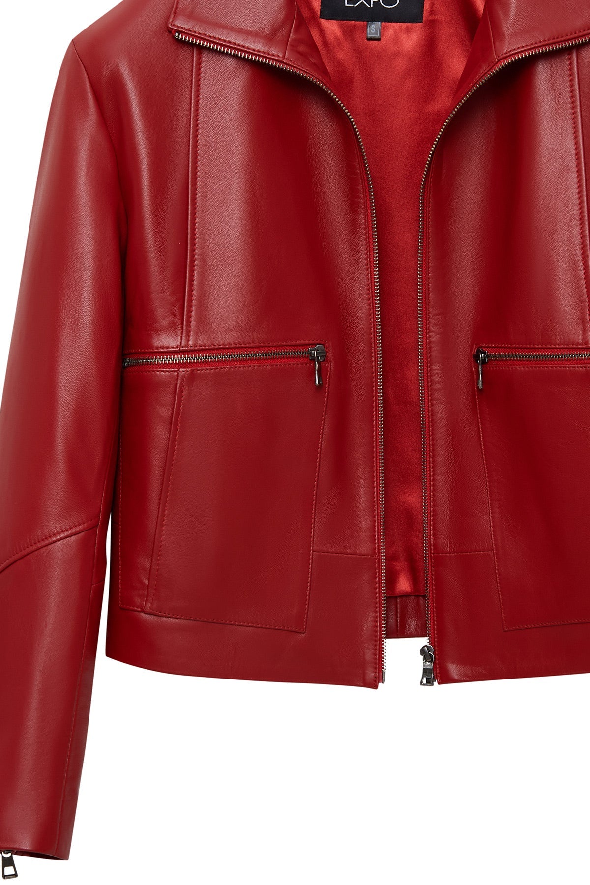 Dolores Kadın Kırmızı Devrik Yaka Oversize Deri Ceket