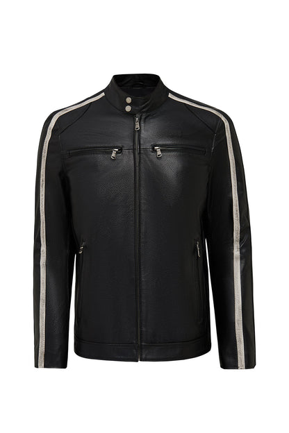 Middleton Erkek Siyah Slim-fit Kısa Deri Ceket