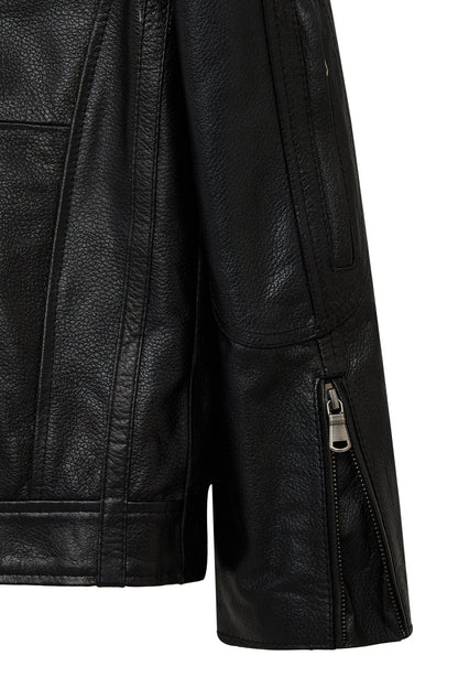 Middleton Erkek Siyah Slim-fit Kısa Deri Ceket