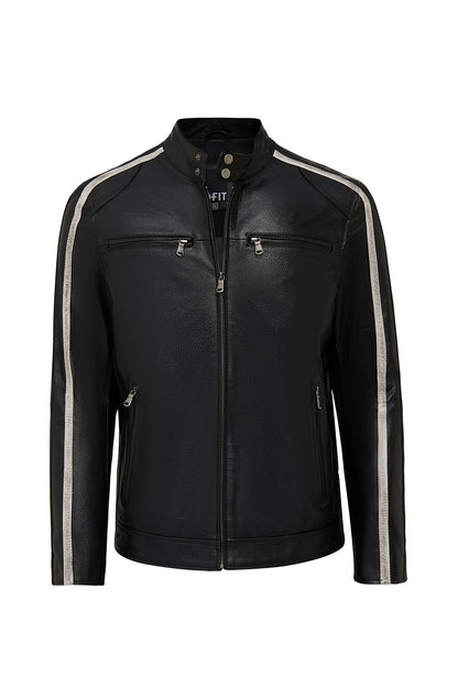 Middleton Erkek Siyah Slim-fit Kısa Deri Ceket