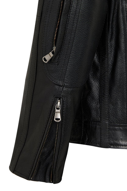 Middleton Erkek Siyah Slim-fit Kısa Deri Ceket