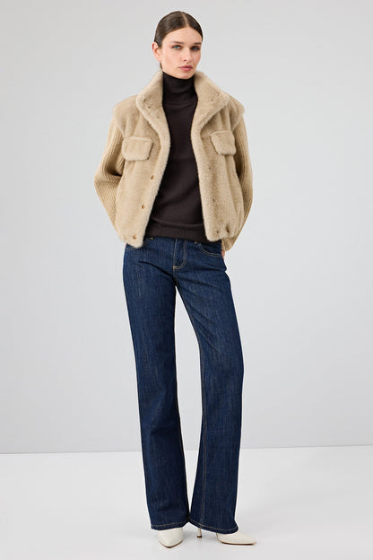 Cortina Kadın Bej Kısa Teddy Mont