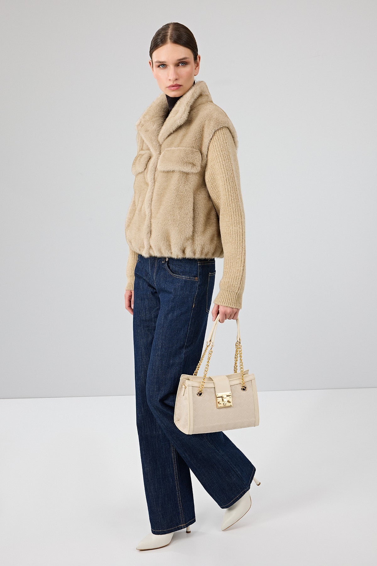 Cortina Kadın Bej Kısa Teddy Mont