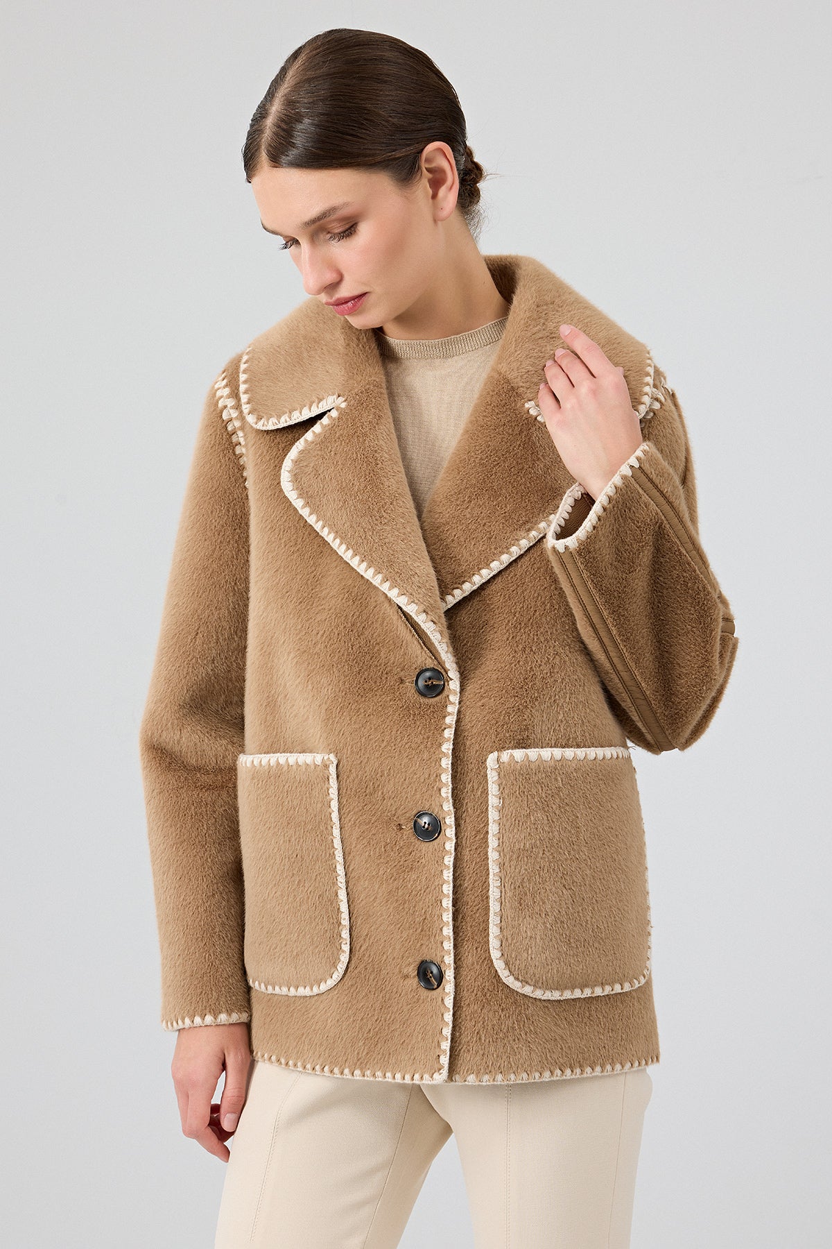 Vald'isere Kadın Camel Teddy Mont