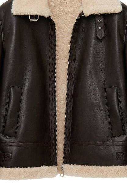 Bern Erkek Kahverengi Teddy Deri Mont