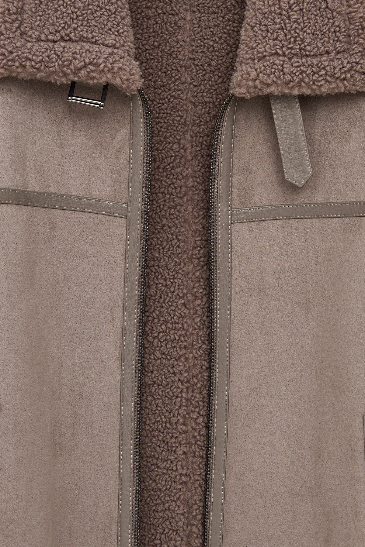 Lozan Erkek Bej Kürk Yaka Teddy Deri Mont