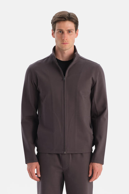 Fermuarli Dik Yaka Sweatshirt