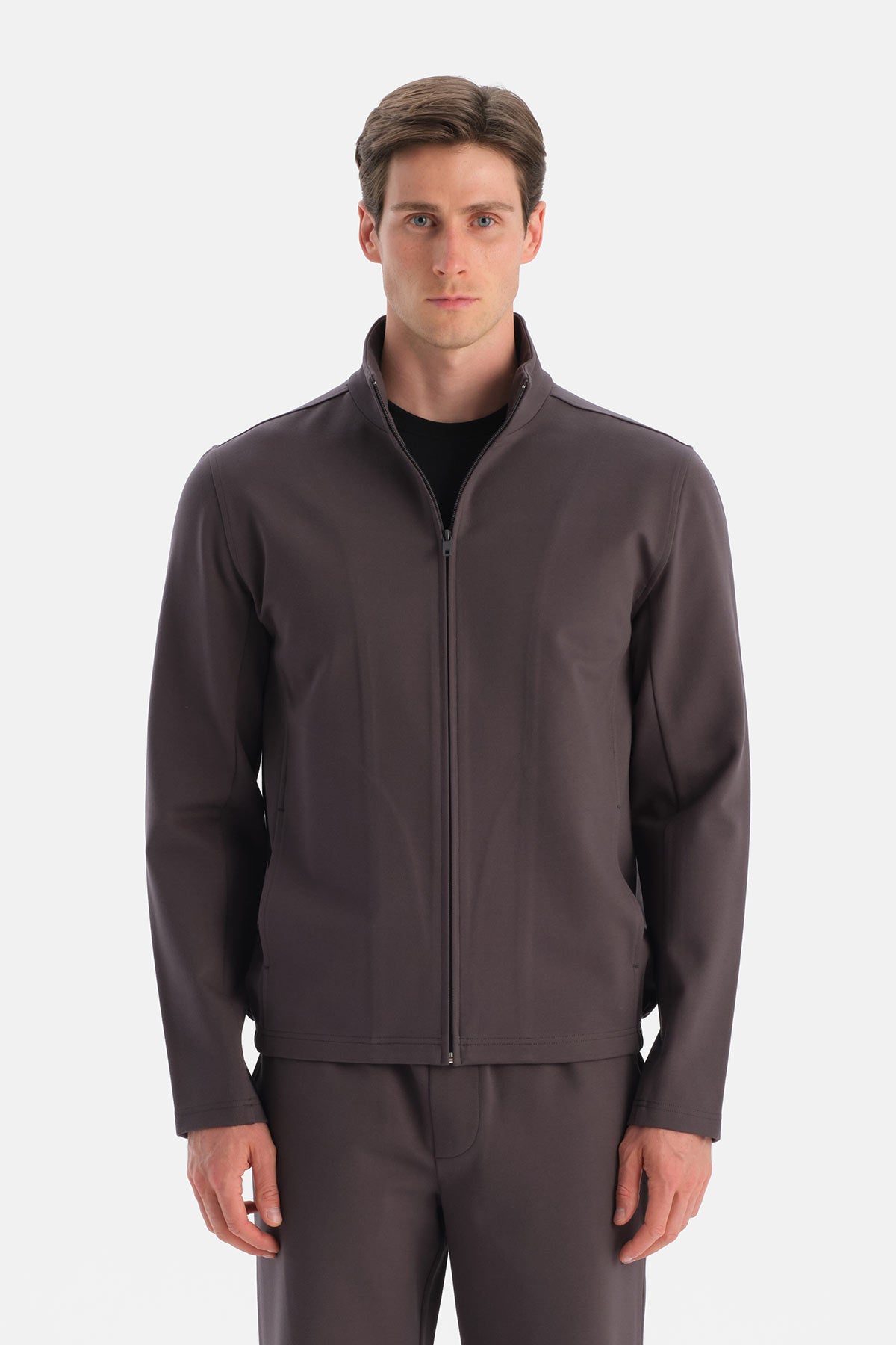 Fermuarli Dik Yaka Sweatshirt