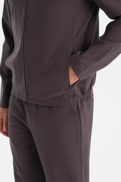 Fermuarli Dik Yaka Sweatshirt